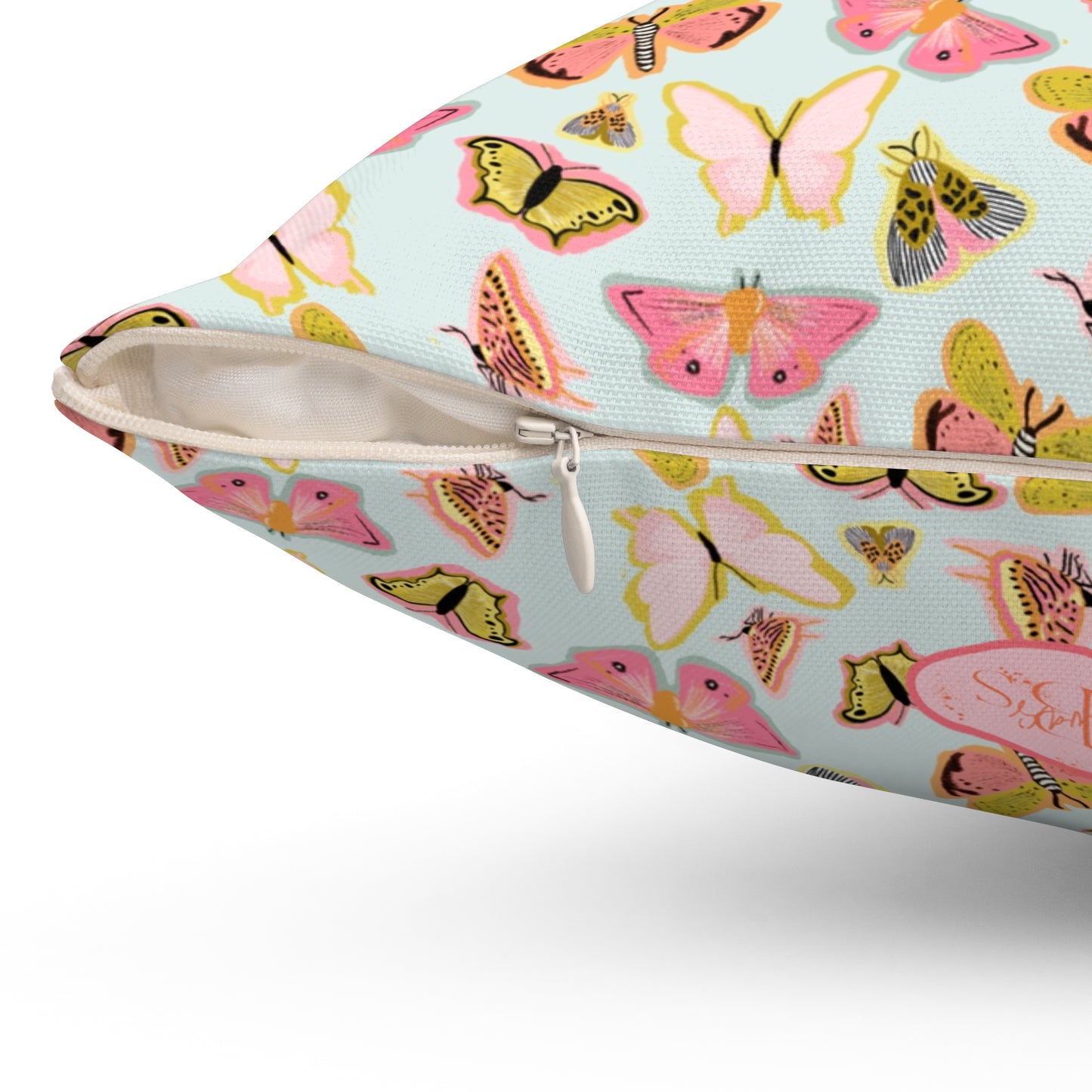 Butterfly Muse Throw Pillow - Blue