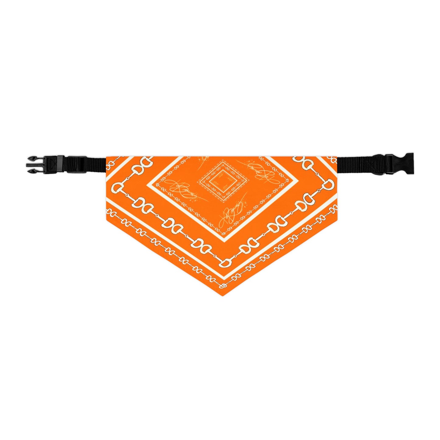 Orange & White Horsebit Dog Scarf