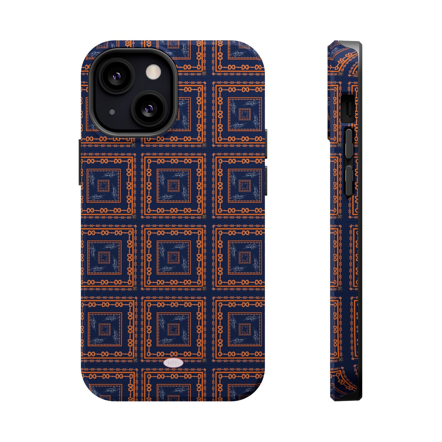 Navy & Orange Horsebit MagSafe Case