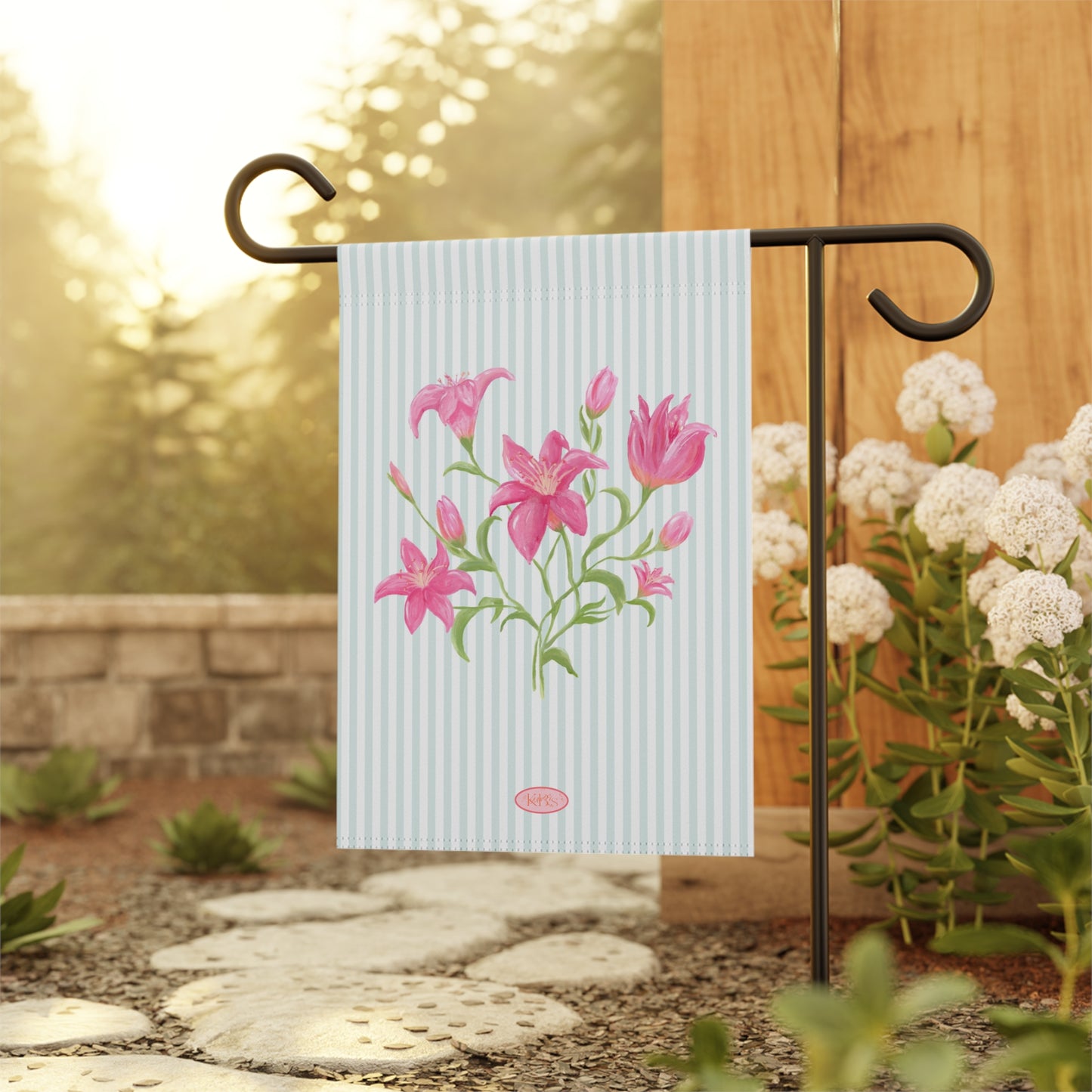 Lily Bloom Garden Flag - Blue