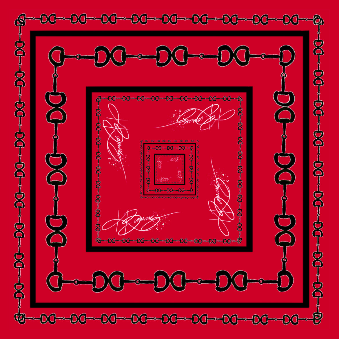 Red & Black Horse Bit Scarf WHOLESALE