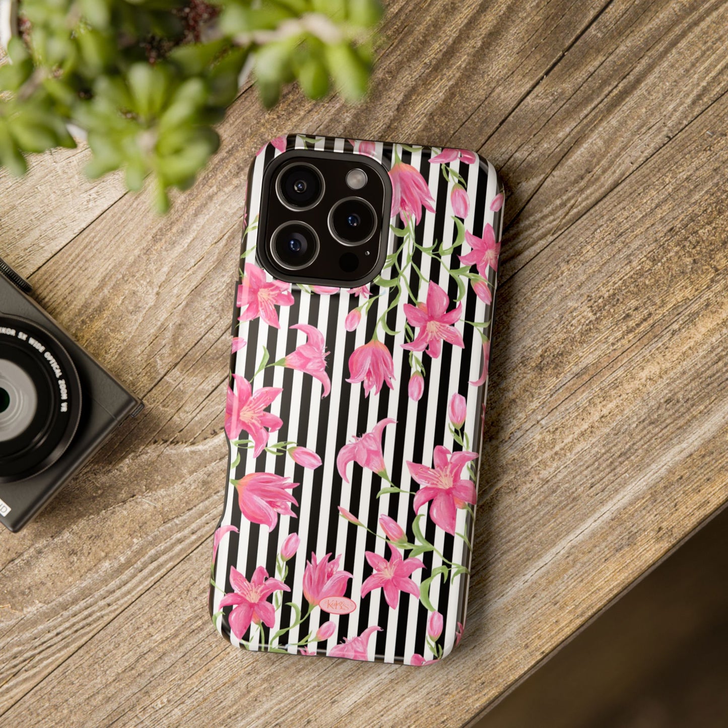Azalea Stripe Mag Safe Case for iPhone - Black