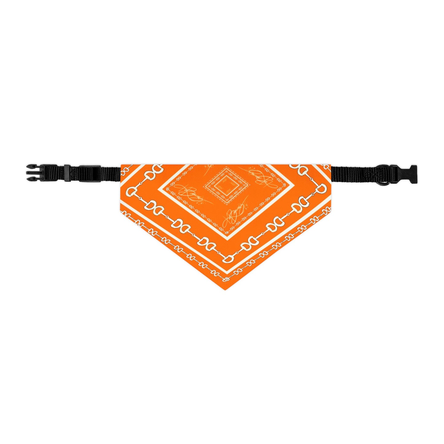 Orange & White Horsebit Dog Scarf