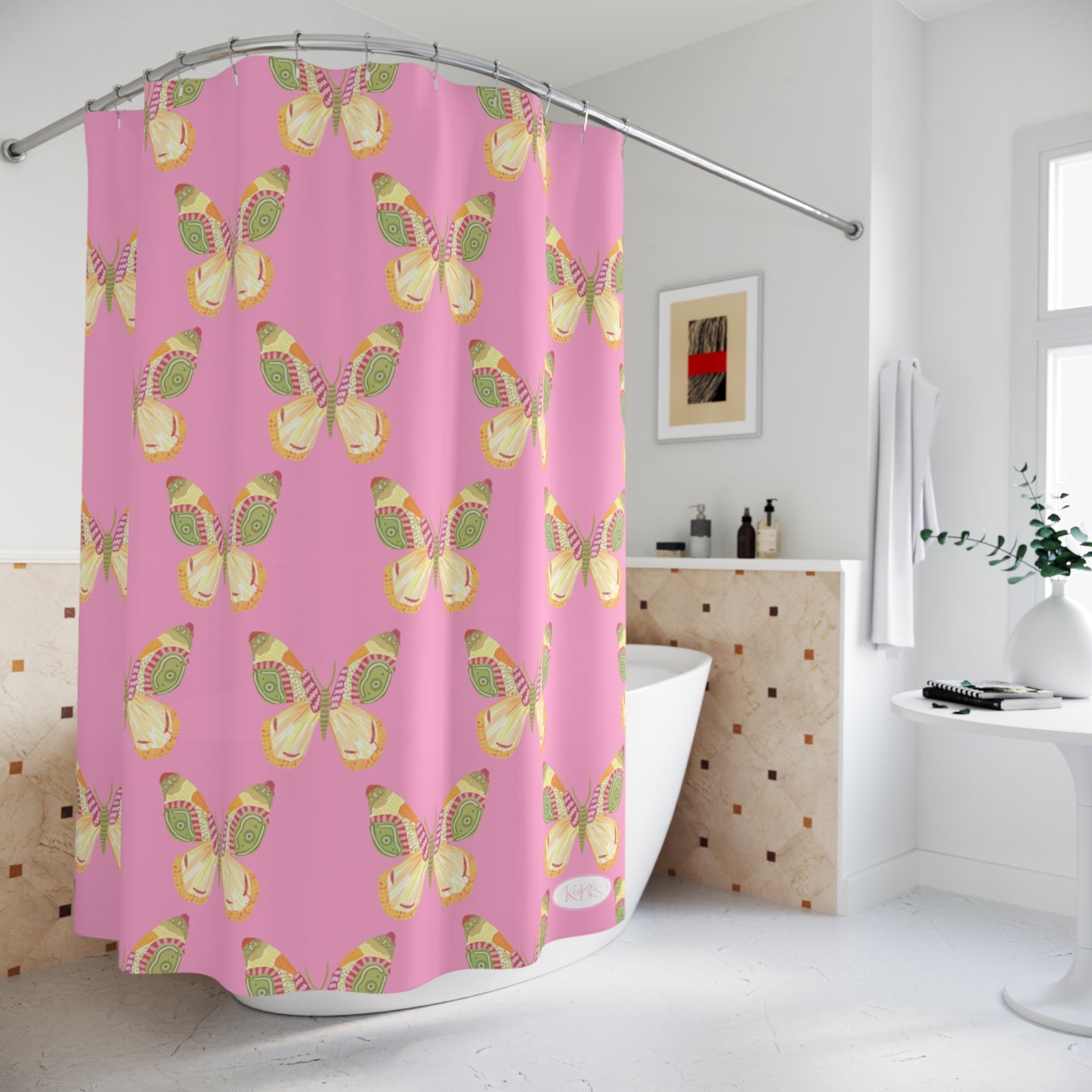 Flutter Pattern Shower Curtain - Pink