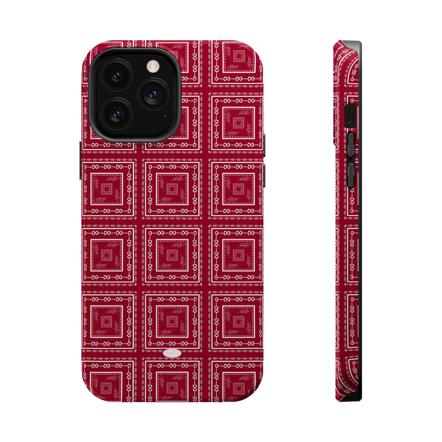 Maroon & White Horsebit MagSafe Case
