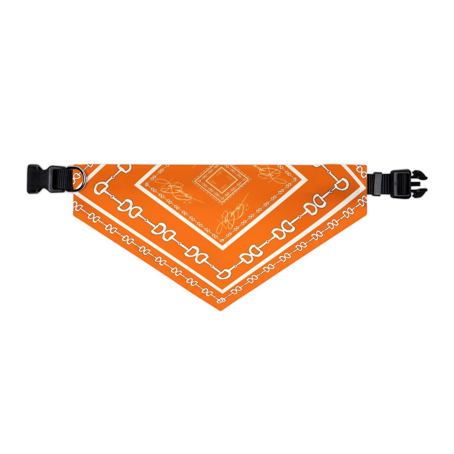 Orange & White Horsebit Dog Scarf