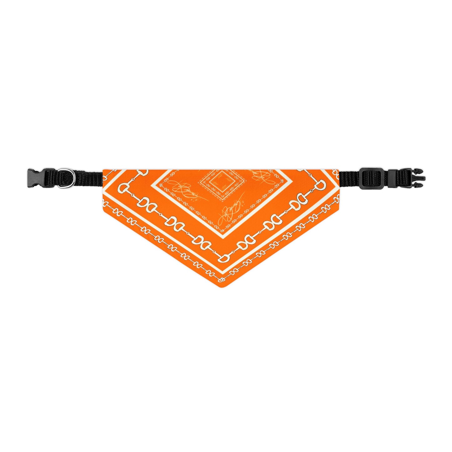 Orange & White Horsebit Dog Scarf