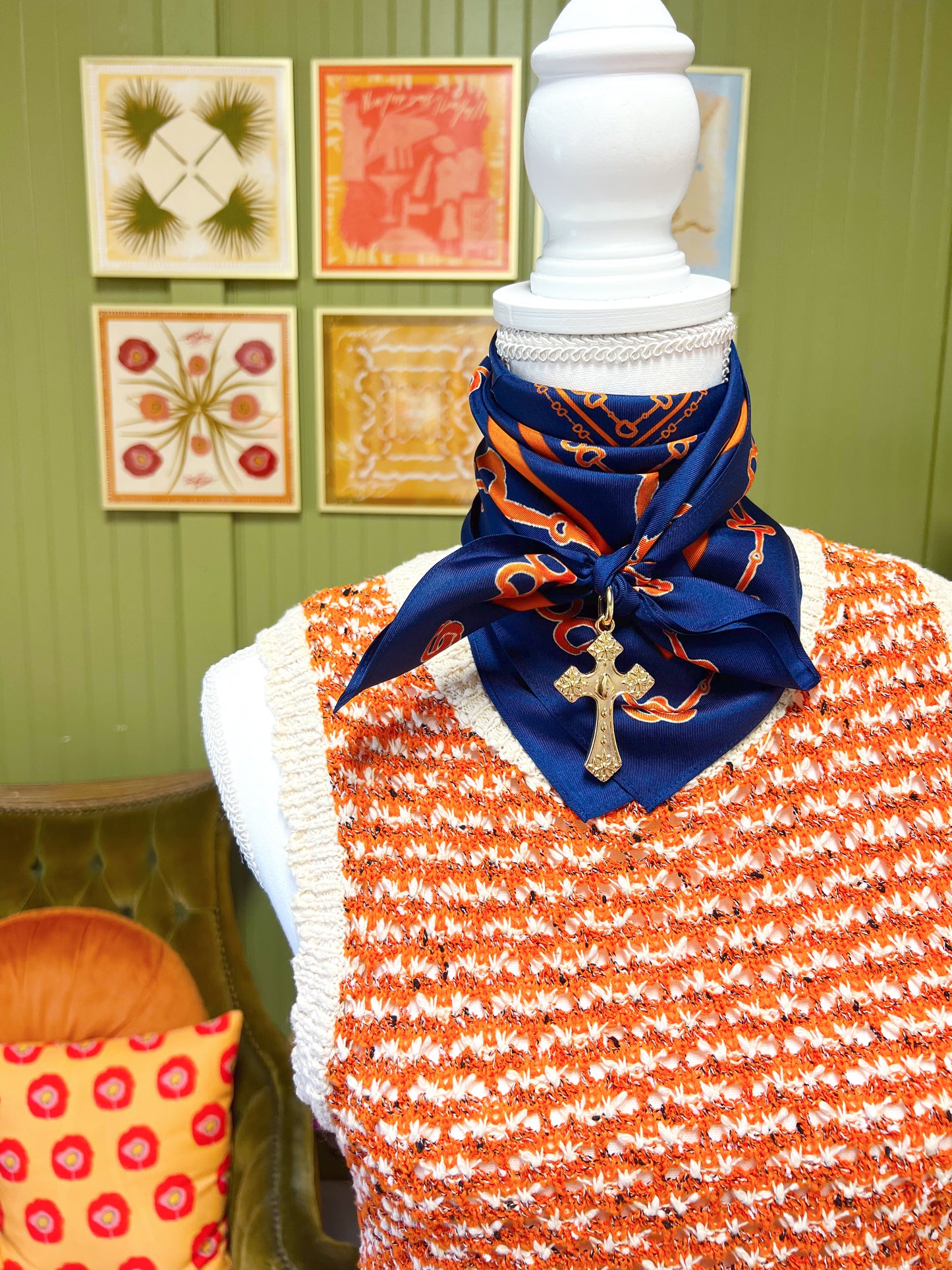 Cross Pendant Scarf Charm