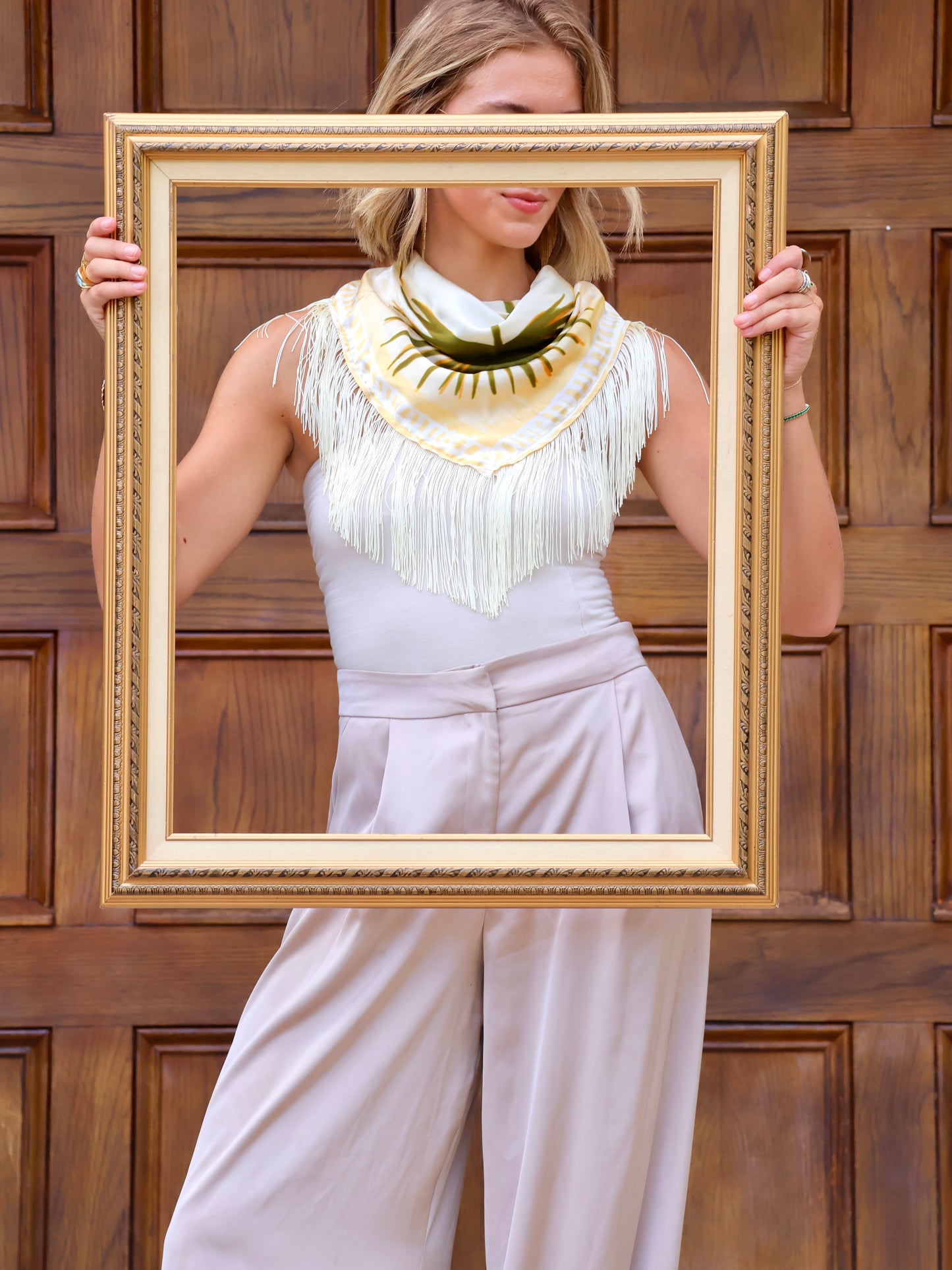 Palmè Fringe Silk Scarf