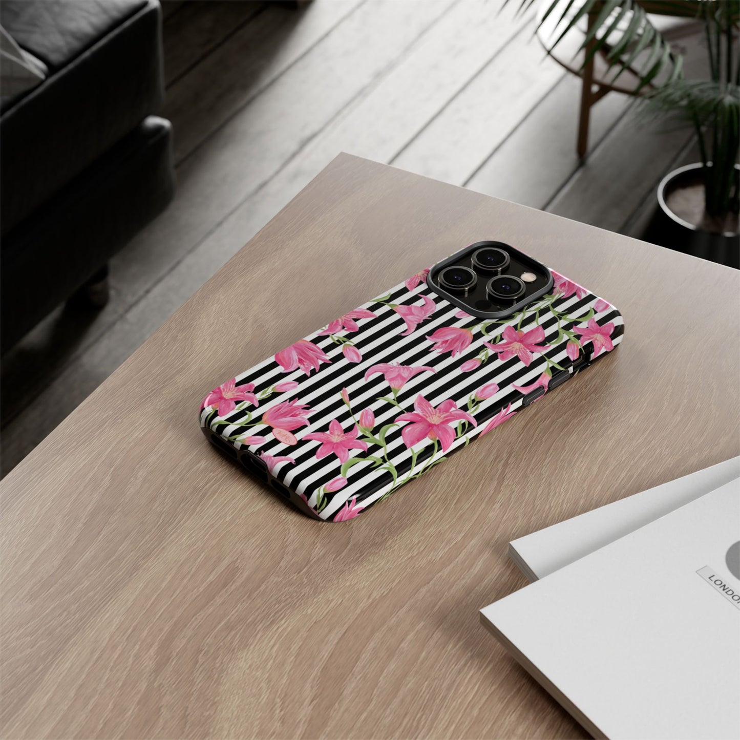 Azalea Stripe Tough Case for iPhone - Black