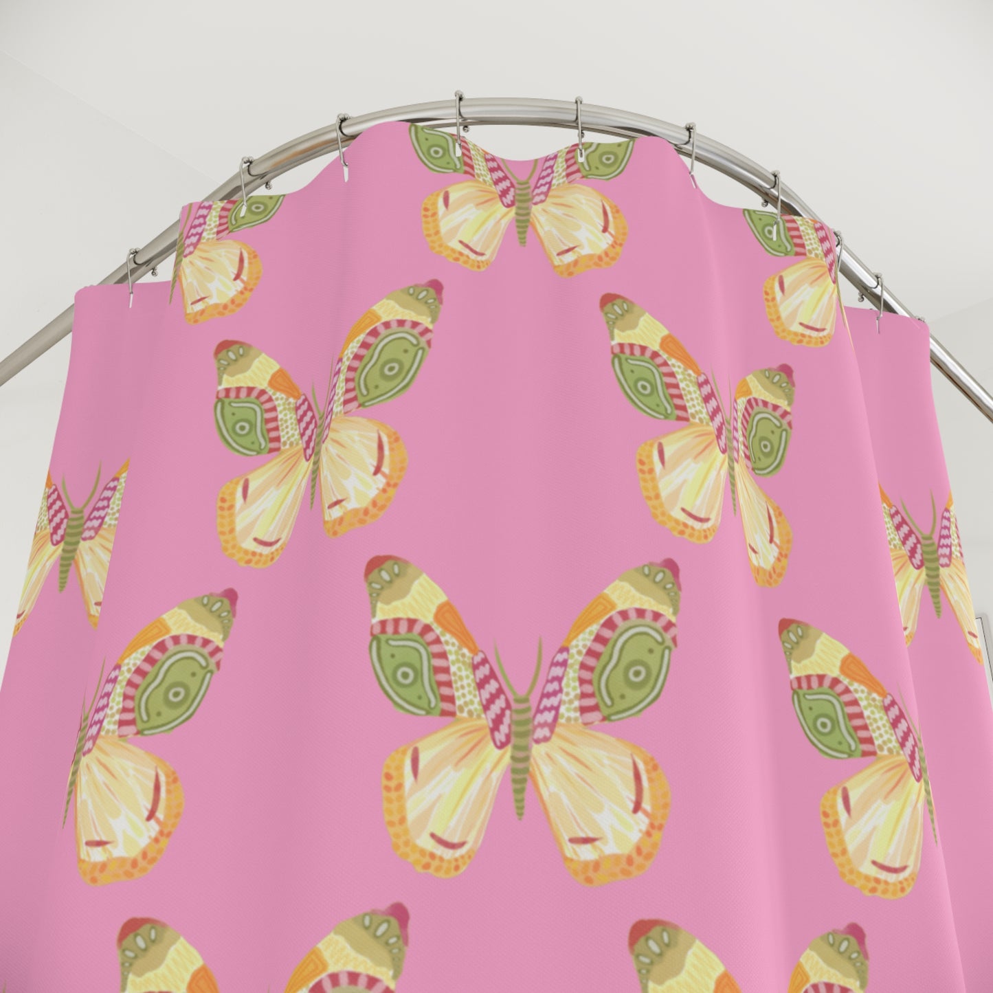 Flutter Pattern Shower Curtain - Pink