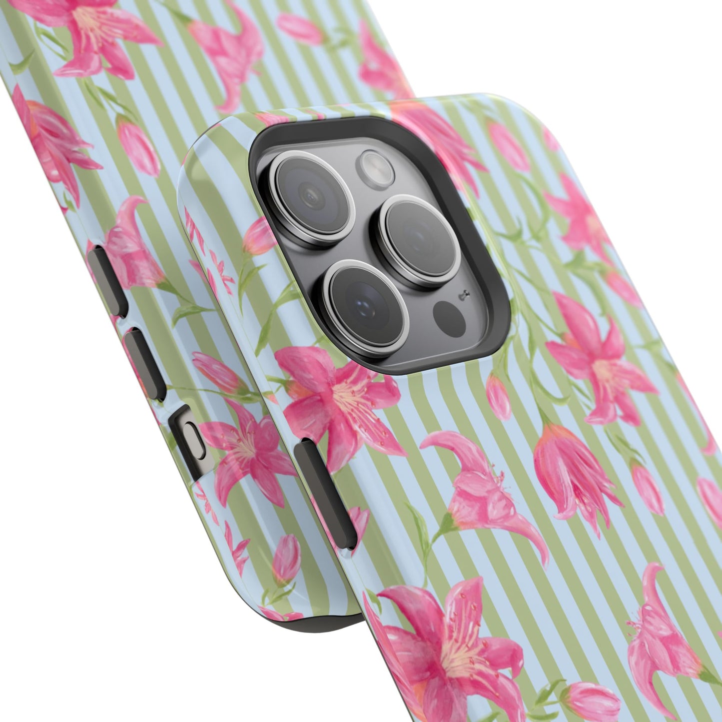 Azalea Stripe Mag Safe Case for iPhone - Blue & Green