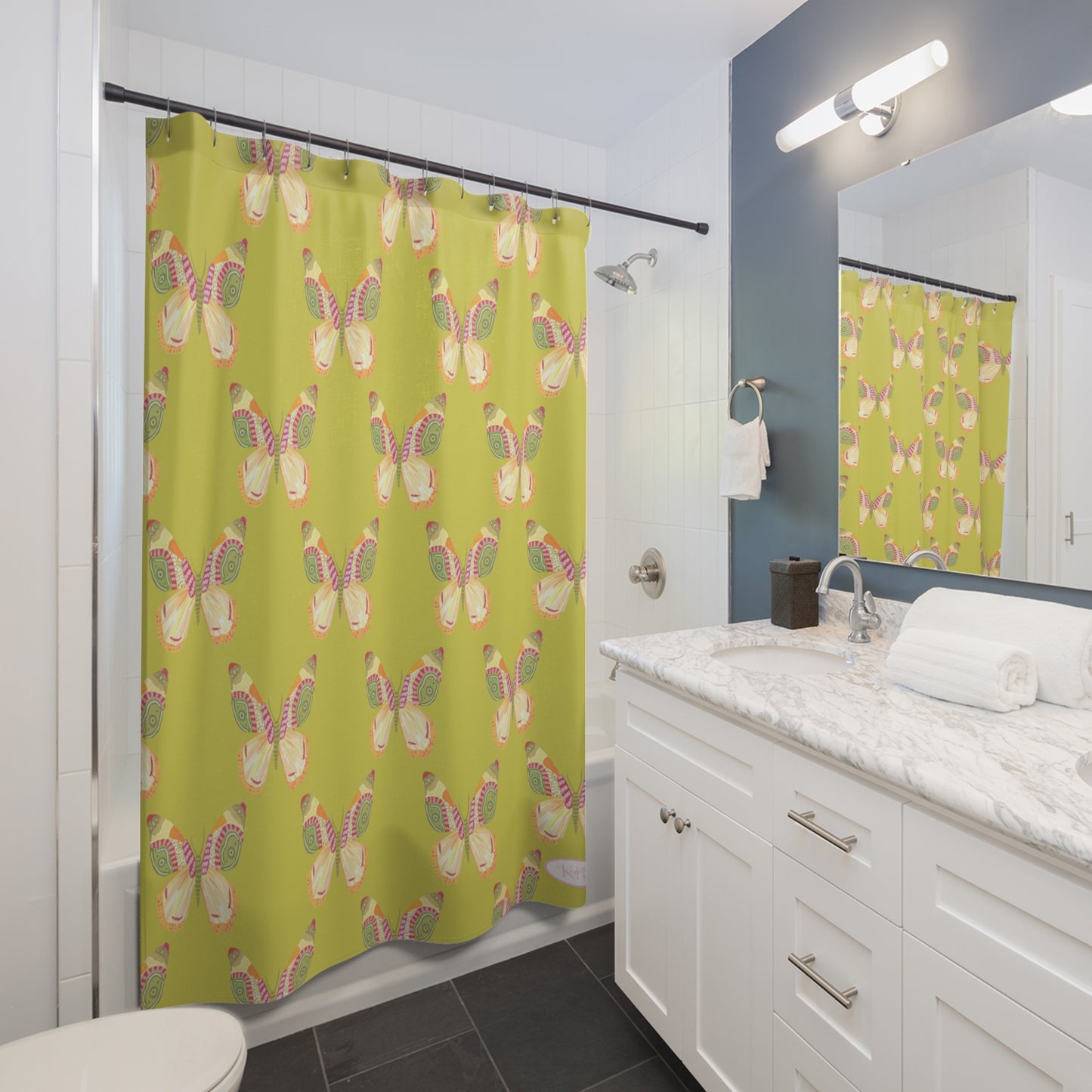 Flutter Pattern Shower Curtain - Green