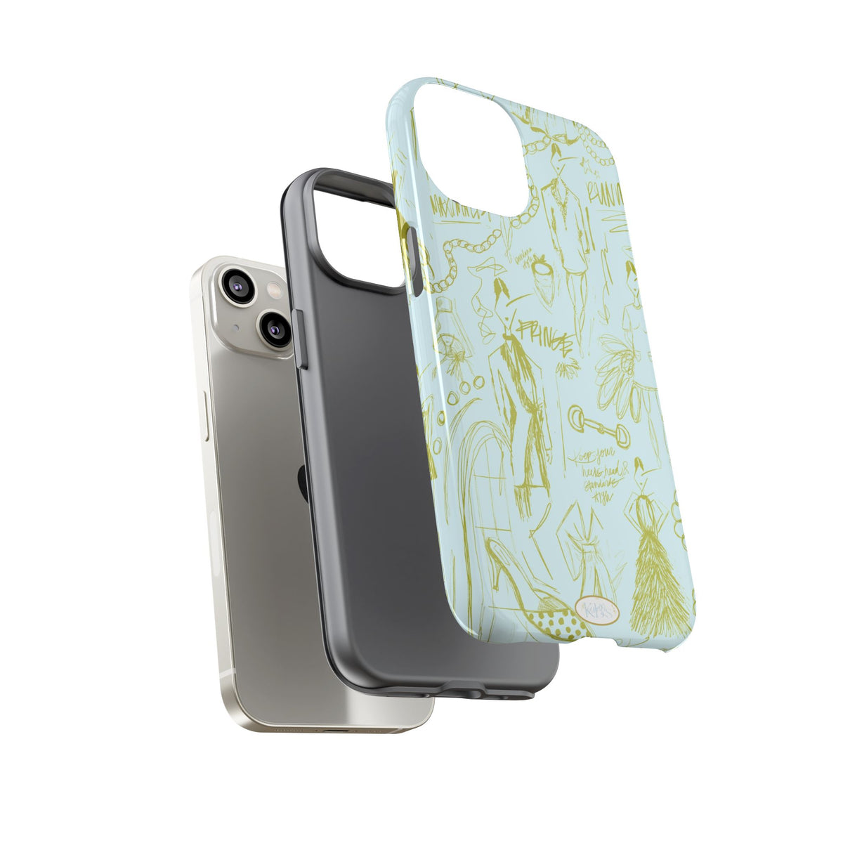 Fashion Sketch Tough Case for iPhone - Blue