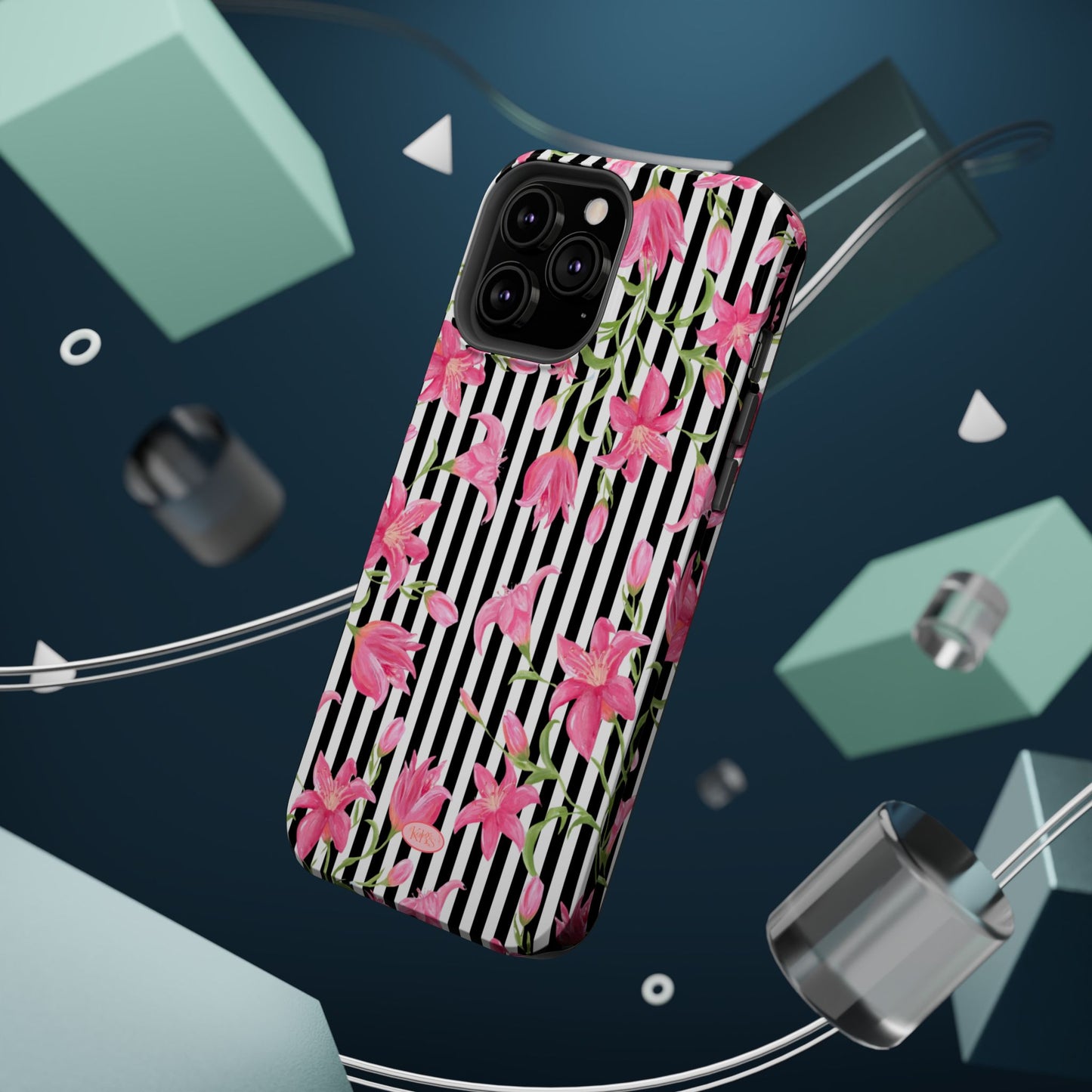 Azalea Stripe Mag Safe Case for iPhone - Black