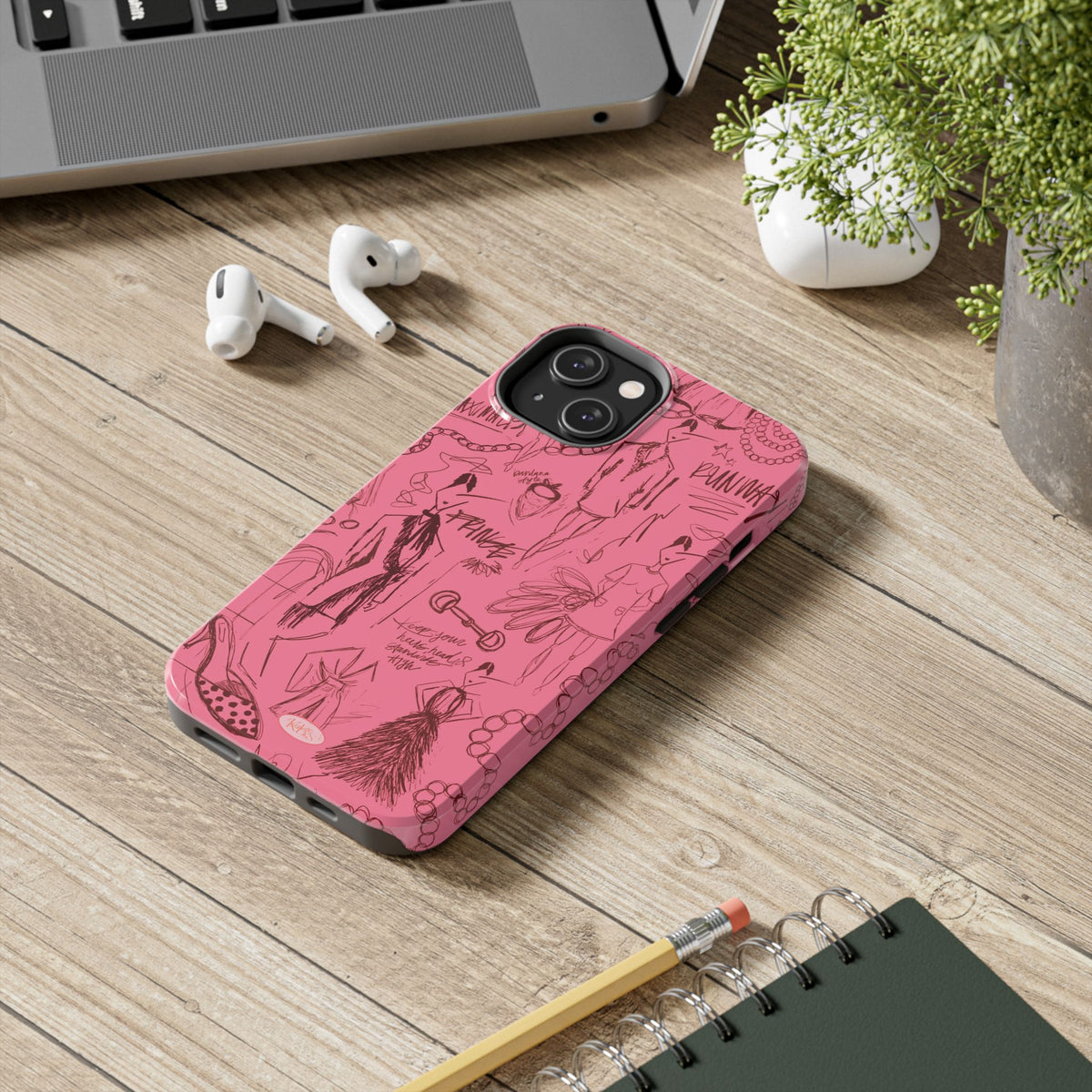 Fashion Sketch Tough Case for iPhone - Maroon