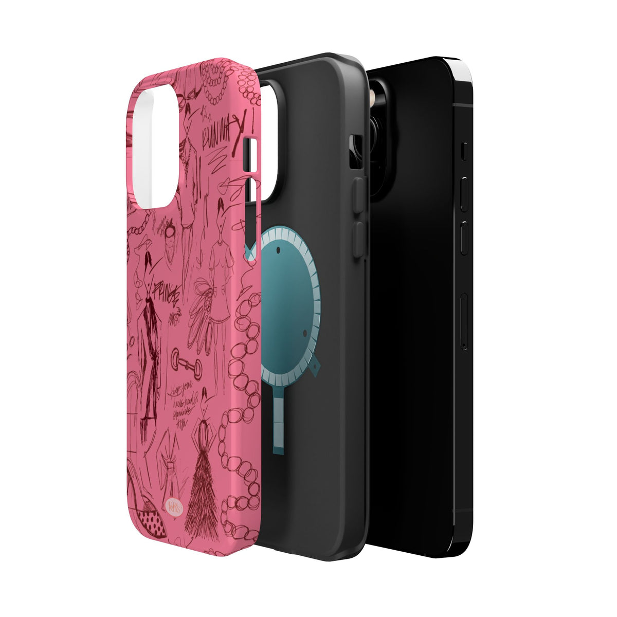 Fashion Sketch Mag Safe Case for iPhone - Maroon