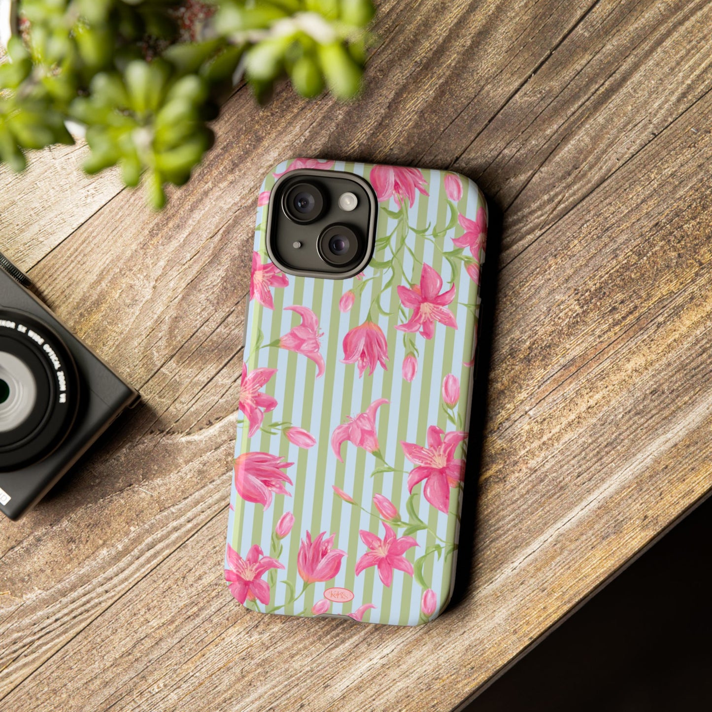 Azalea Stripe Tough Case for iPhone - Blue & Green
