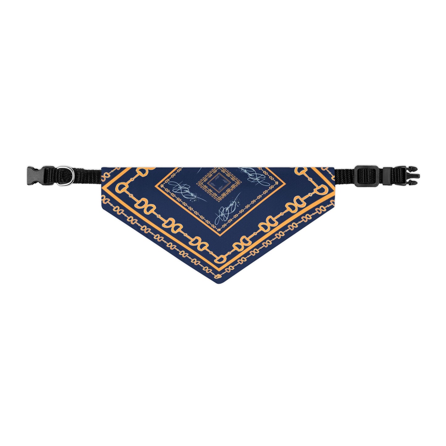Navy & Gold Horsebit Dog Scarf