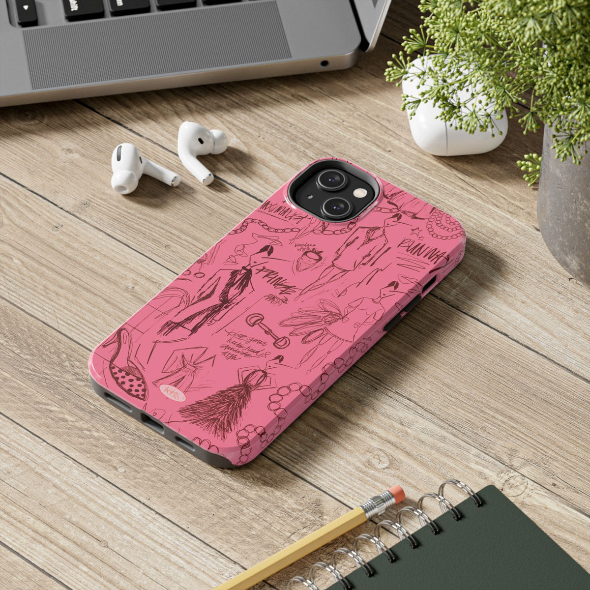 Fashion Sketch Tough Case for iPhone - Maroon