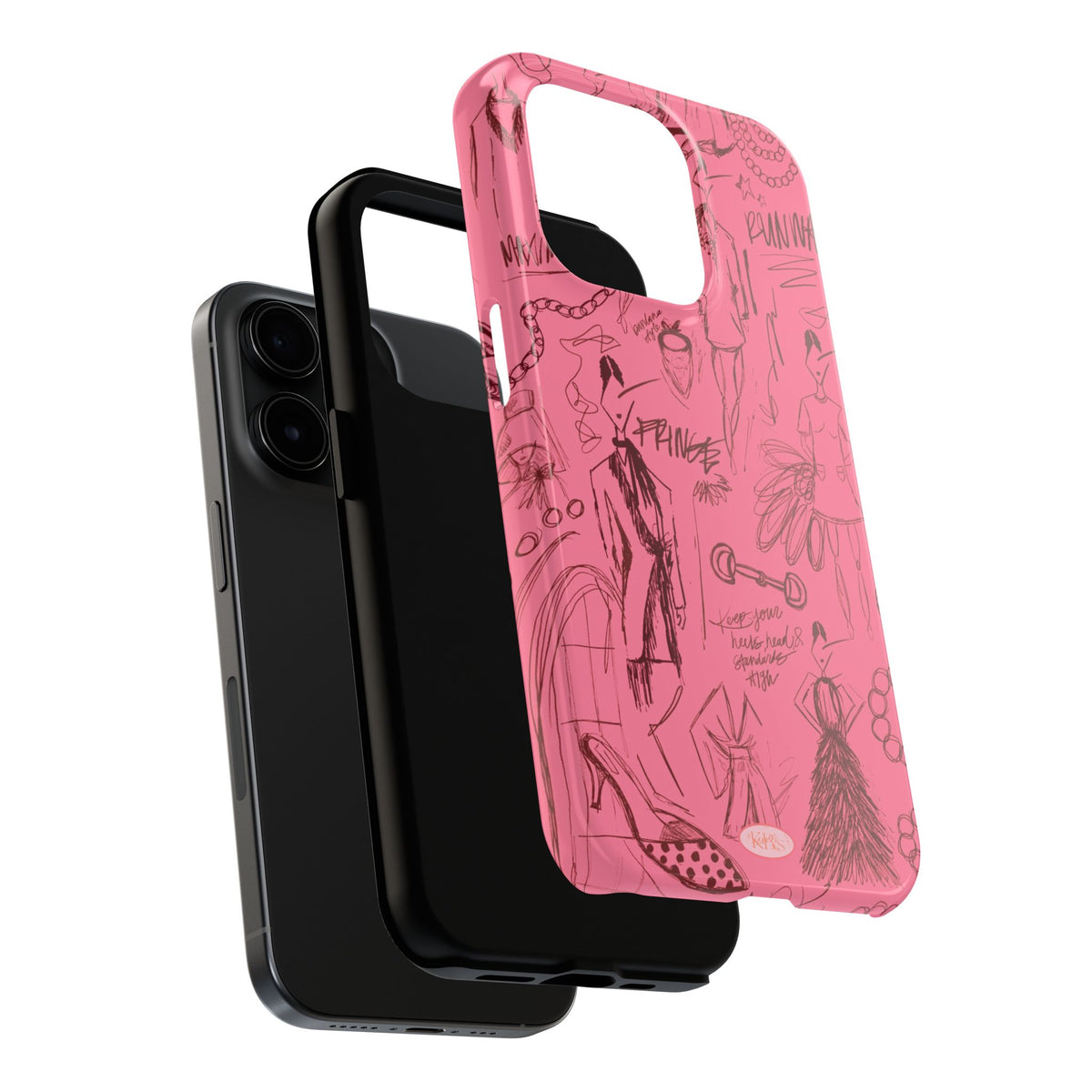 Fashion Sketch Tough Case for iPhone - Maroon