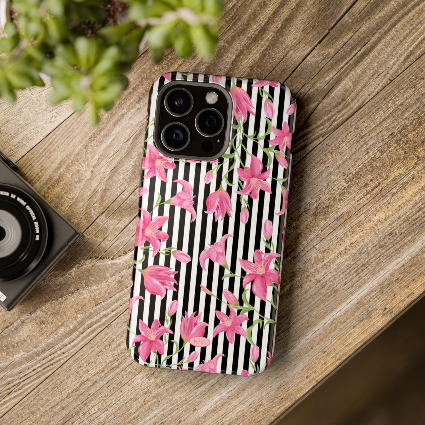 Azalea Stripe Mag Safe Case for iPhone - Black