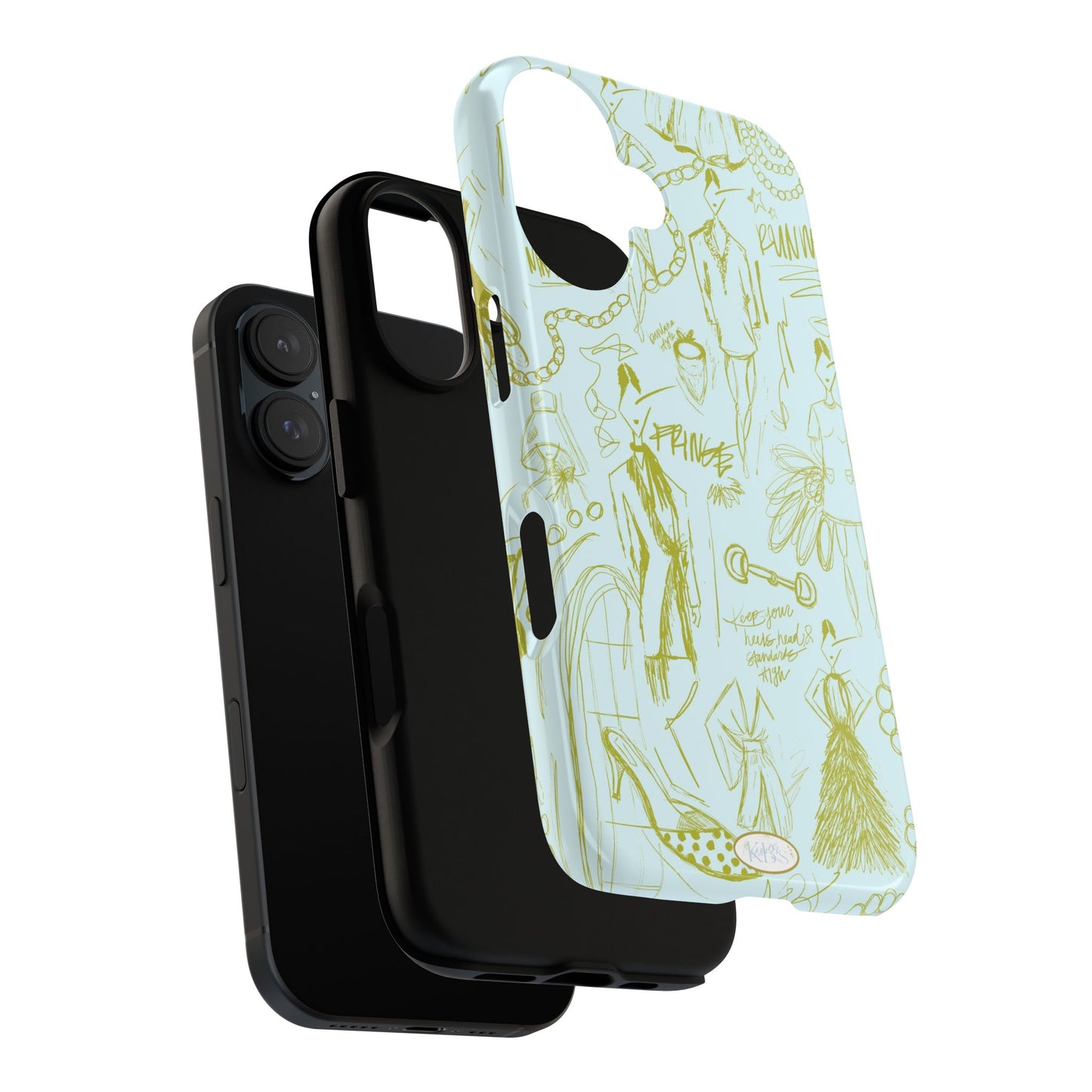 Fashion Sketch Tough Case for iPhone - Blue