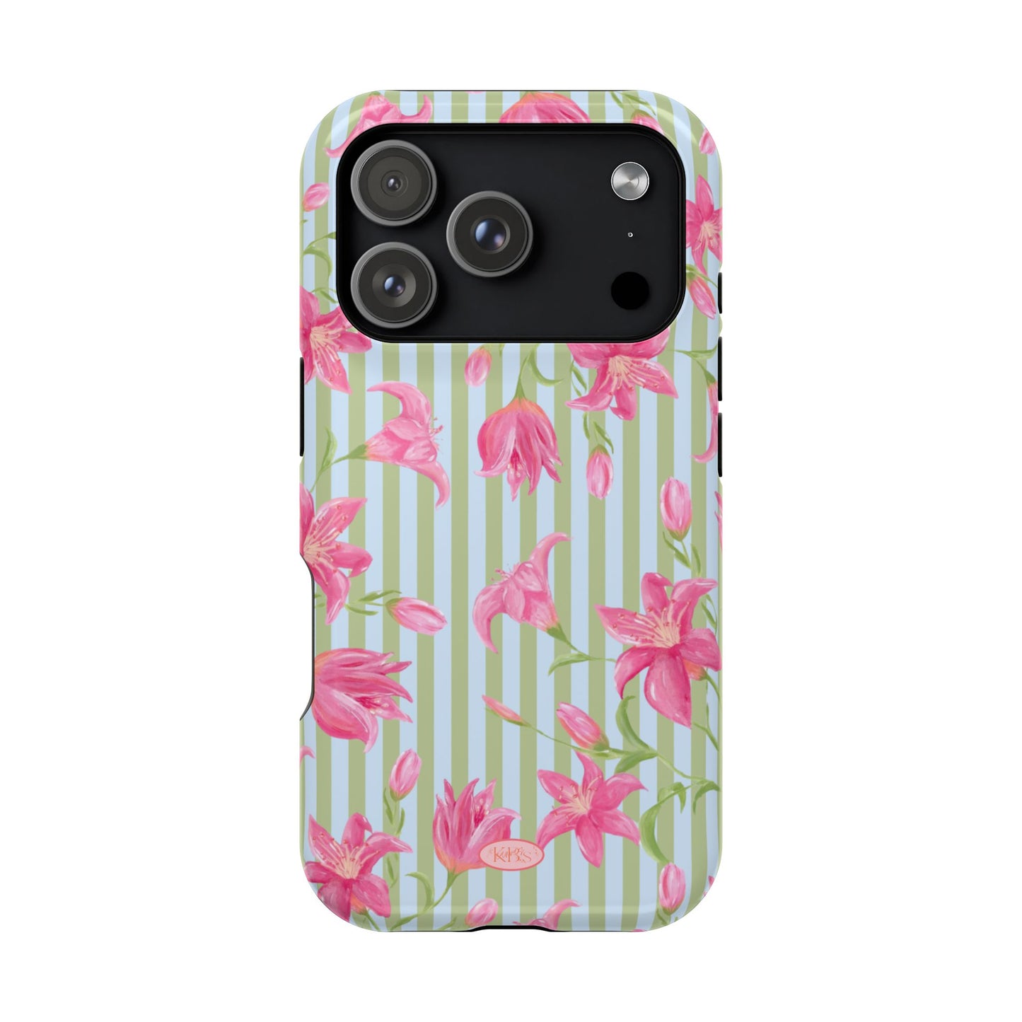 Azalea Stripe Mag Safe Case for iPhone - Blue & Green