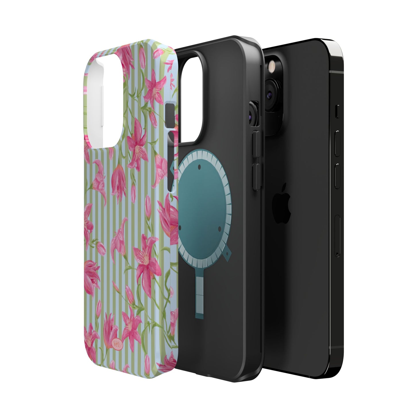 Azalea Stripe Mag Safe Case for iPhone - Blue & Green