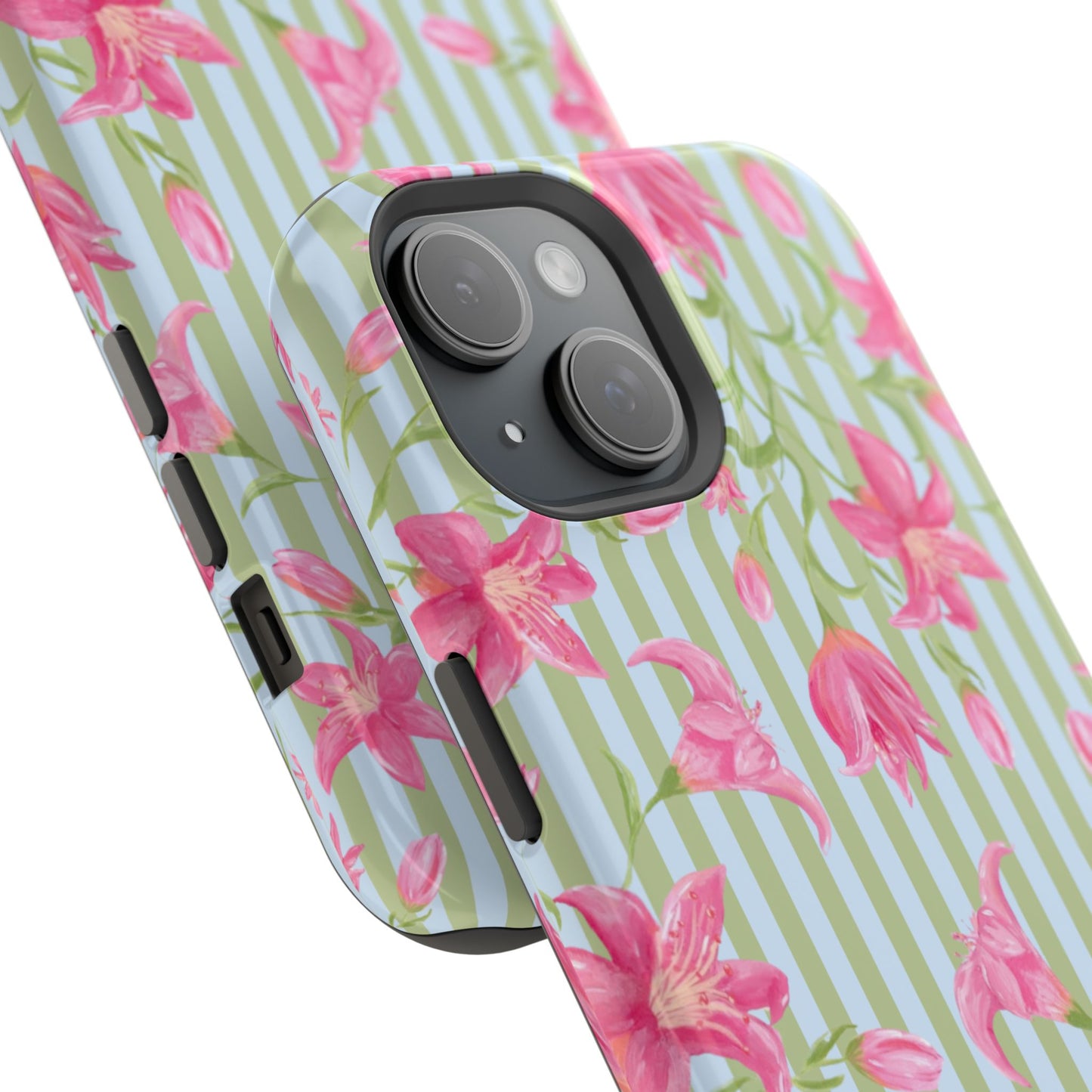 Azalea Stripe Mag Safe Case for iPhone - Blue & Green