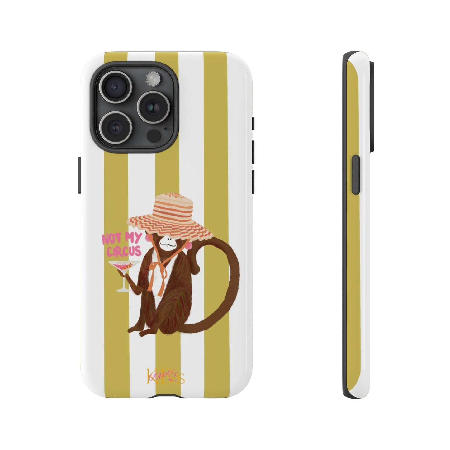 Not My Circus Tough Case - Green & White Stripe