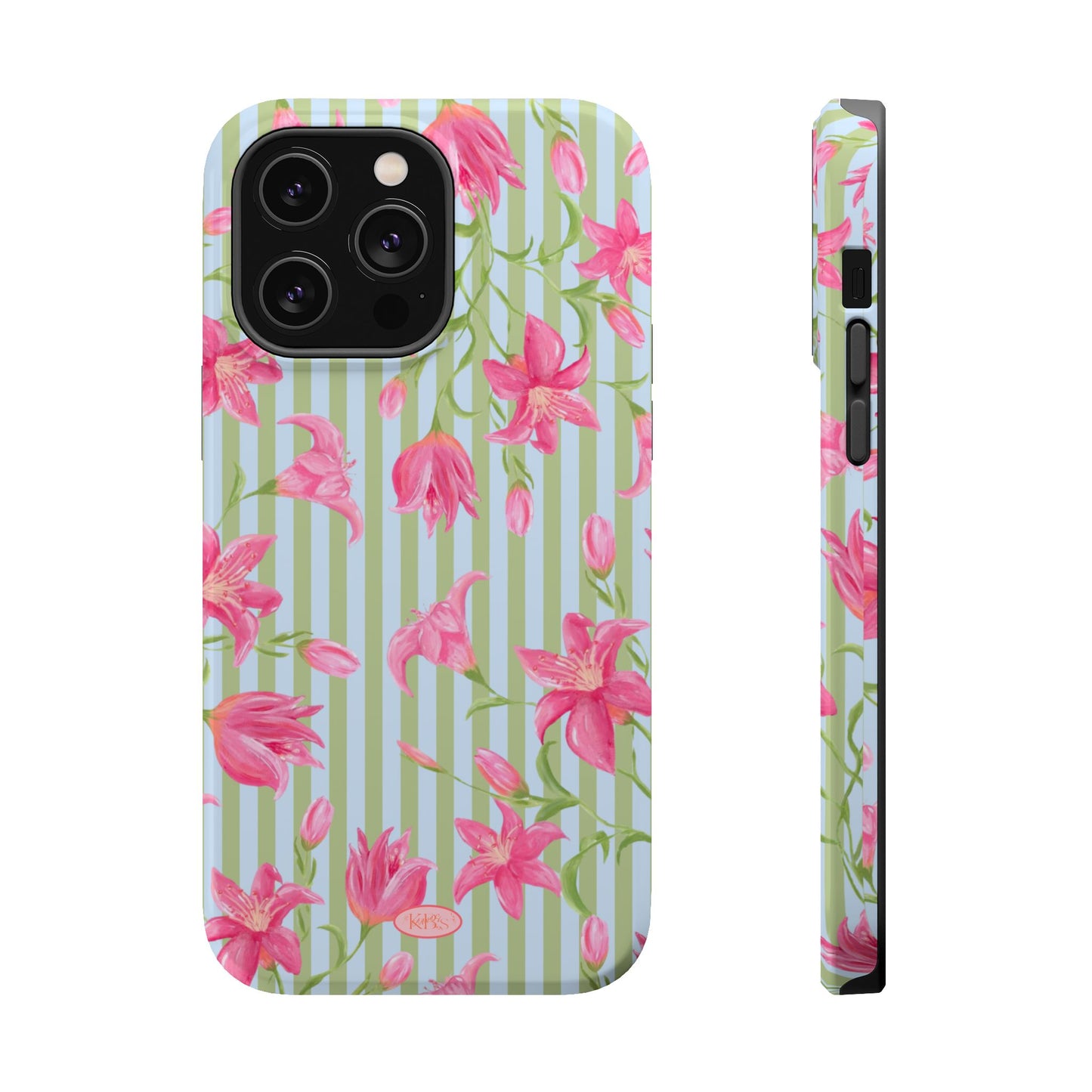 Azalea Stripe Mag Safe Case for iPhone - Blue & Green