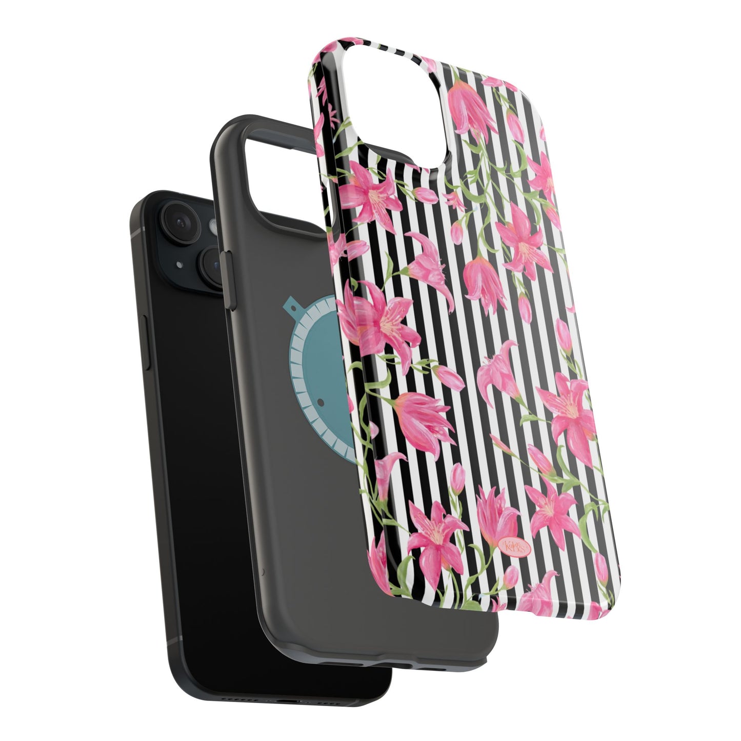 Azalea Stripe Mag Safe Case for iPhone - Black
