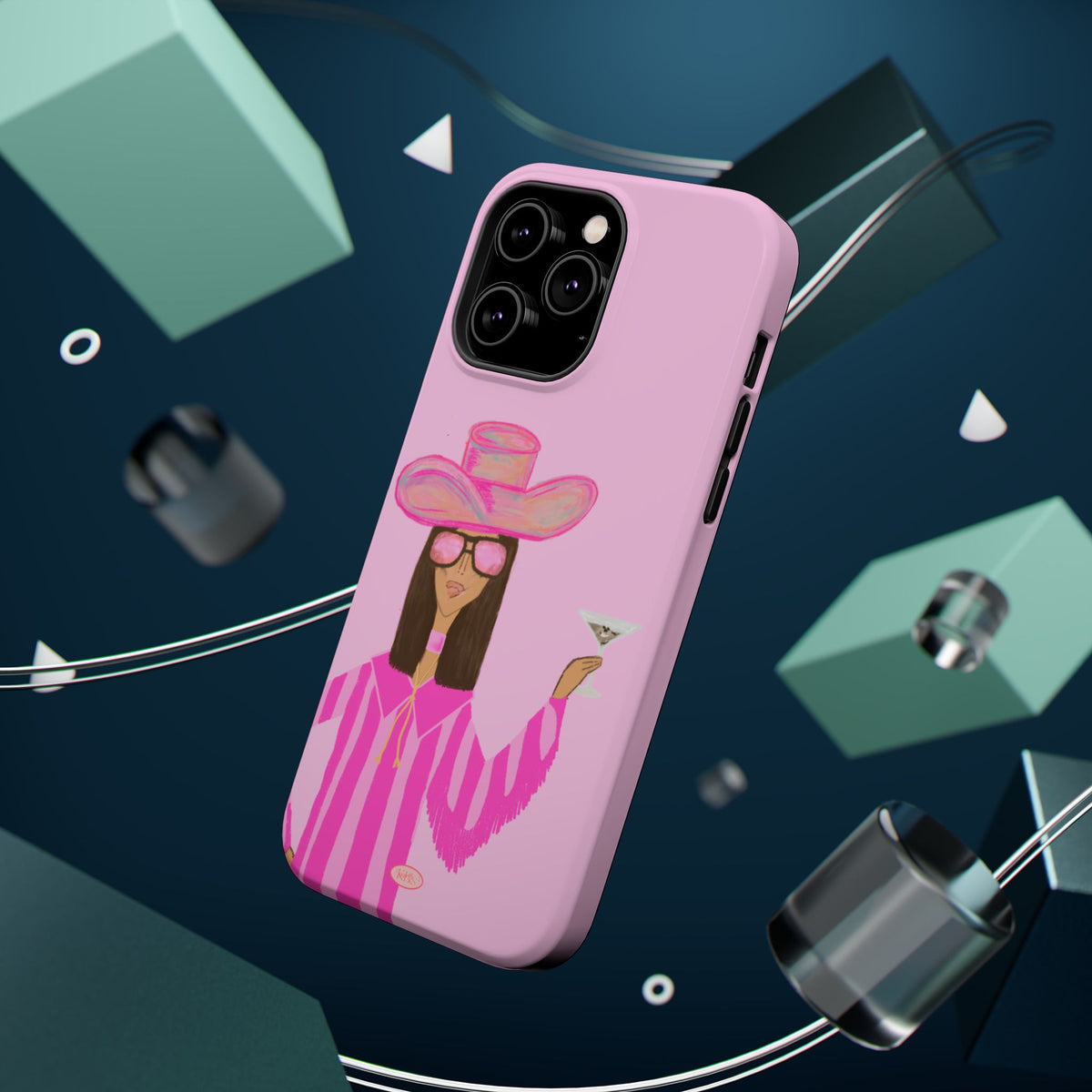Cocktail Cowgirl Mag Safe Case for iPhone - Pink
