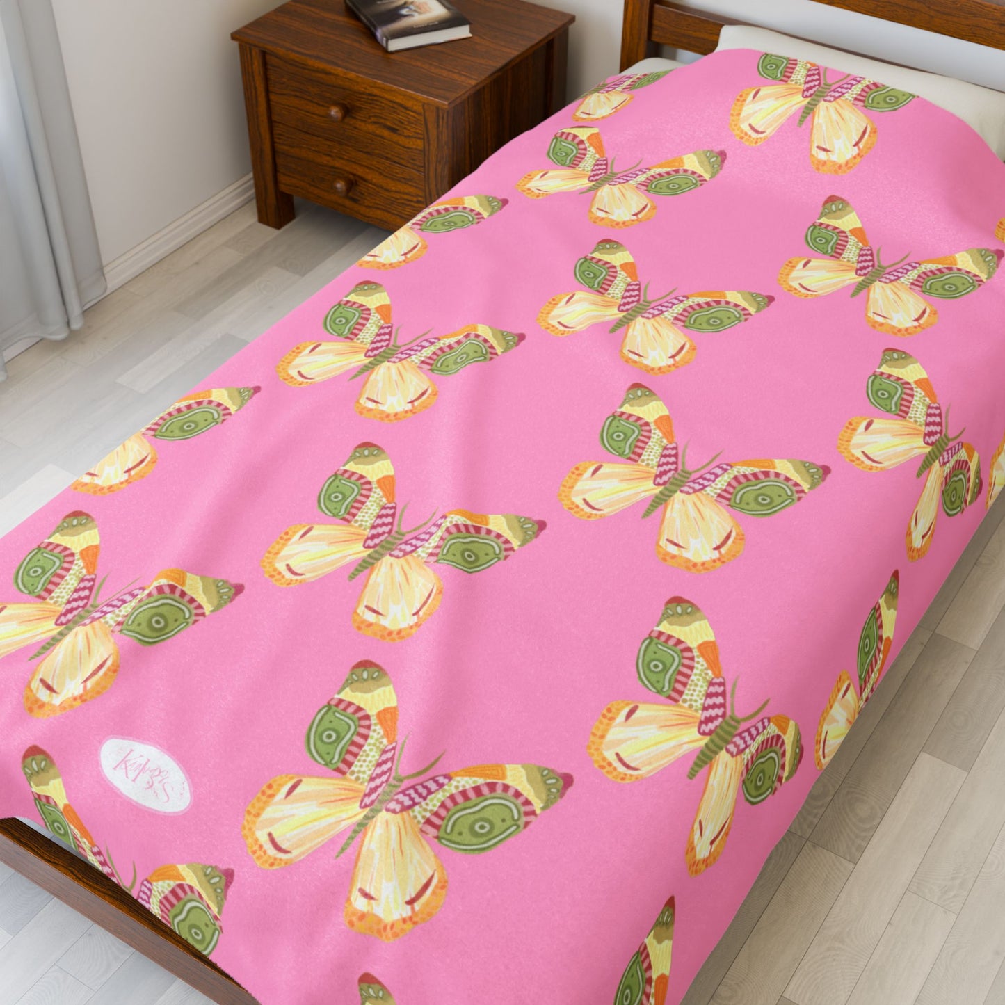 Flutter Pattern Velveteen Blanket - Pink