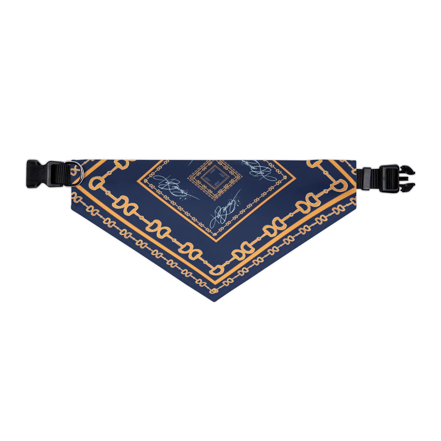 Navy & Gold Horsebit Dog Scarf