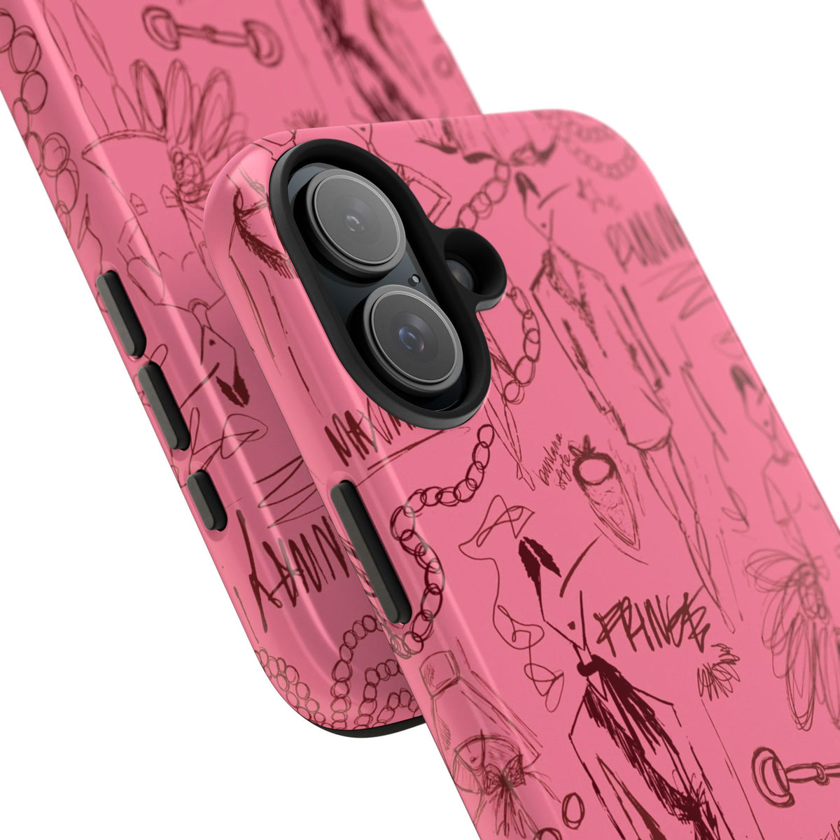 Fashion Sketch Tough Case for iPhone - Maroon