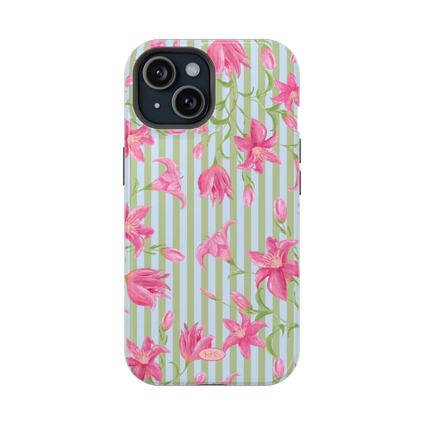 Azalea Stripe Mag Safe Case for iPhone - Blue & Green