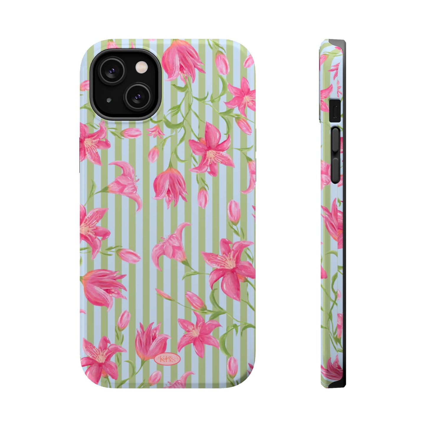 Azalea Stripe Mag Safe Case for iPhone - Blue & Green