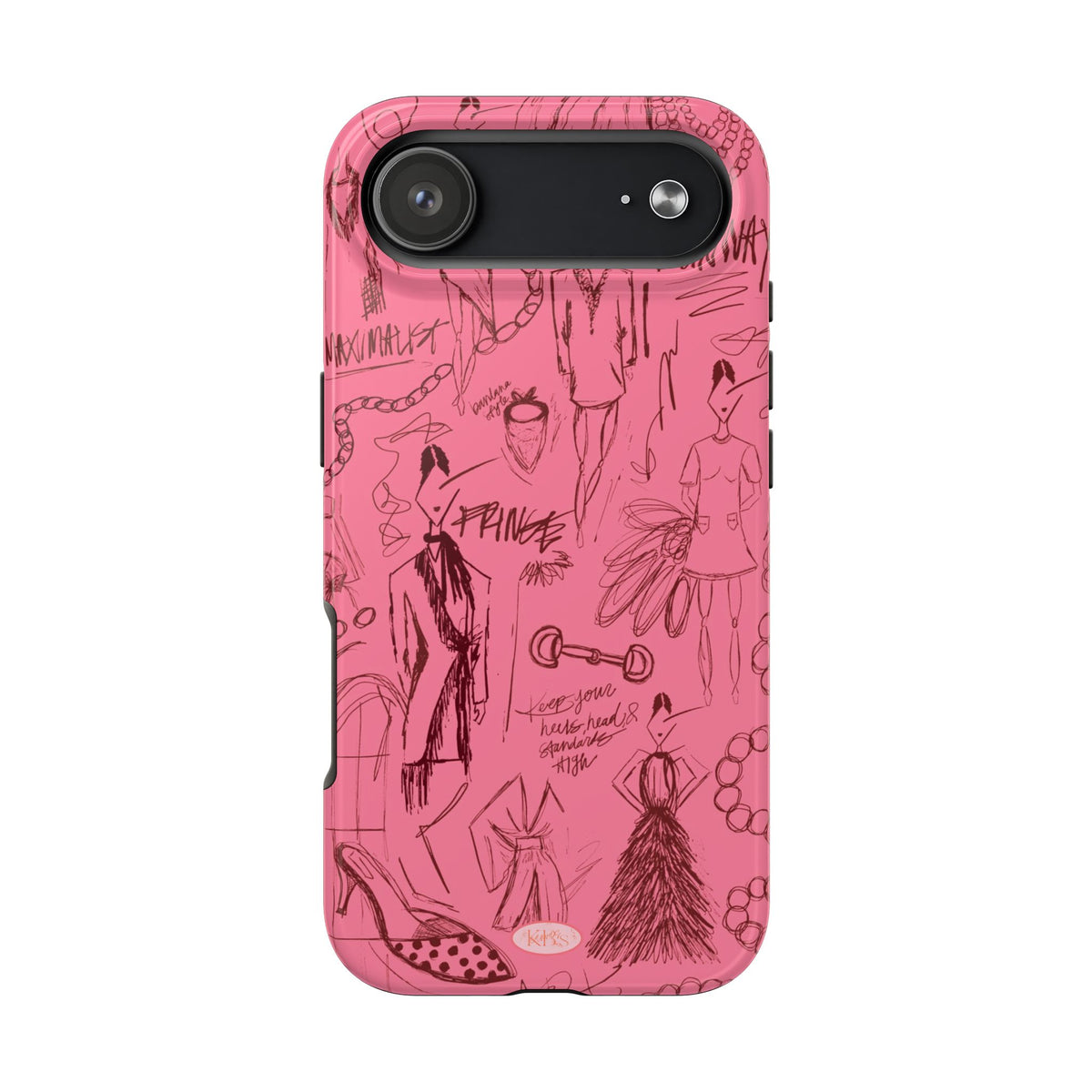 Fashion Sketch Tough Case for iPhone - Maroon