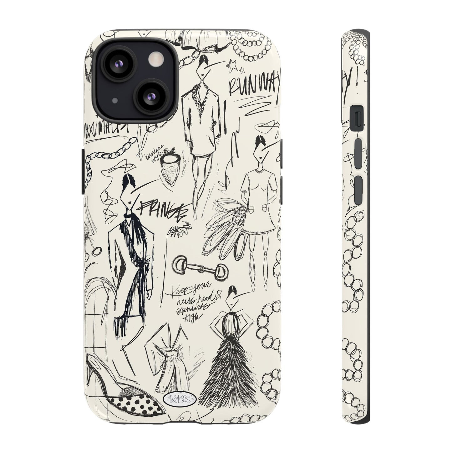 Fashion Sketch Tough Case for iPhone - Black