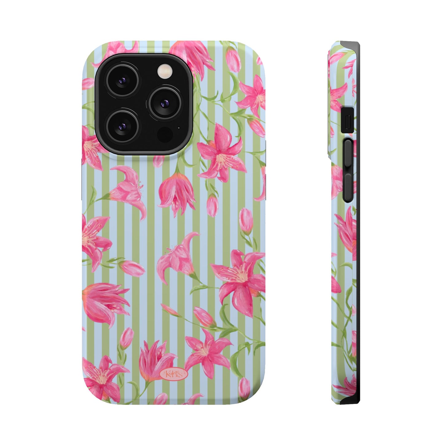 Azalea Stripe Mag Safe Case for iPhone - Blue & Green