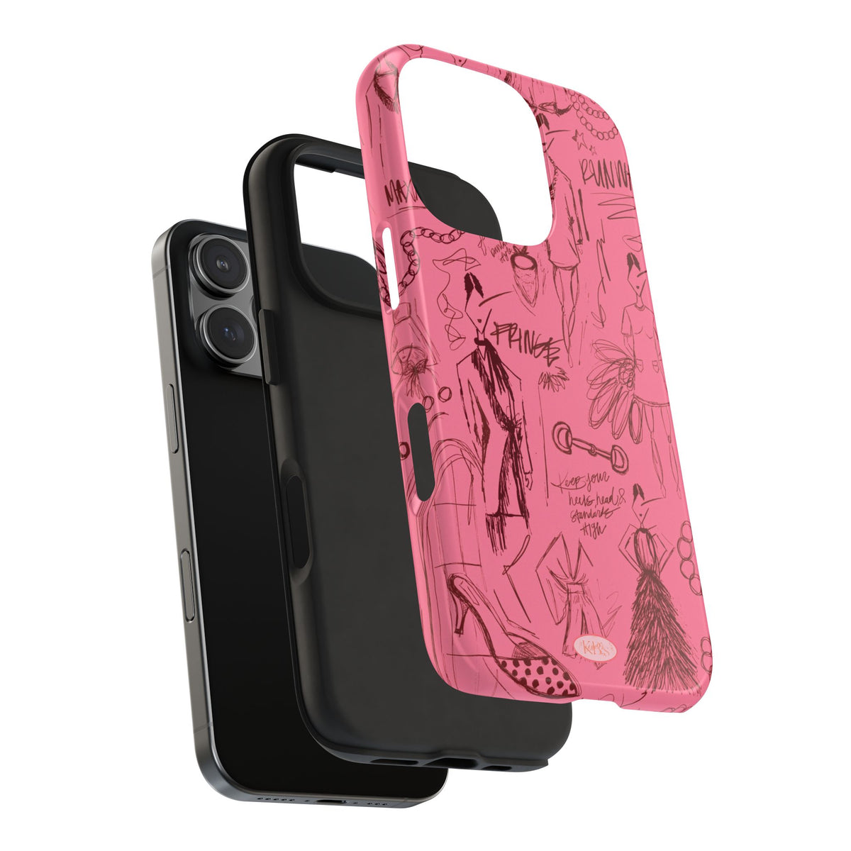 Fashion Sketch Tough Case for iPhone - Maroon
