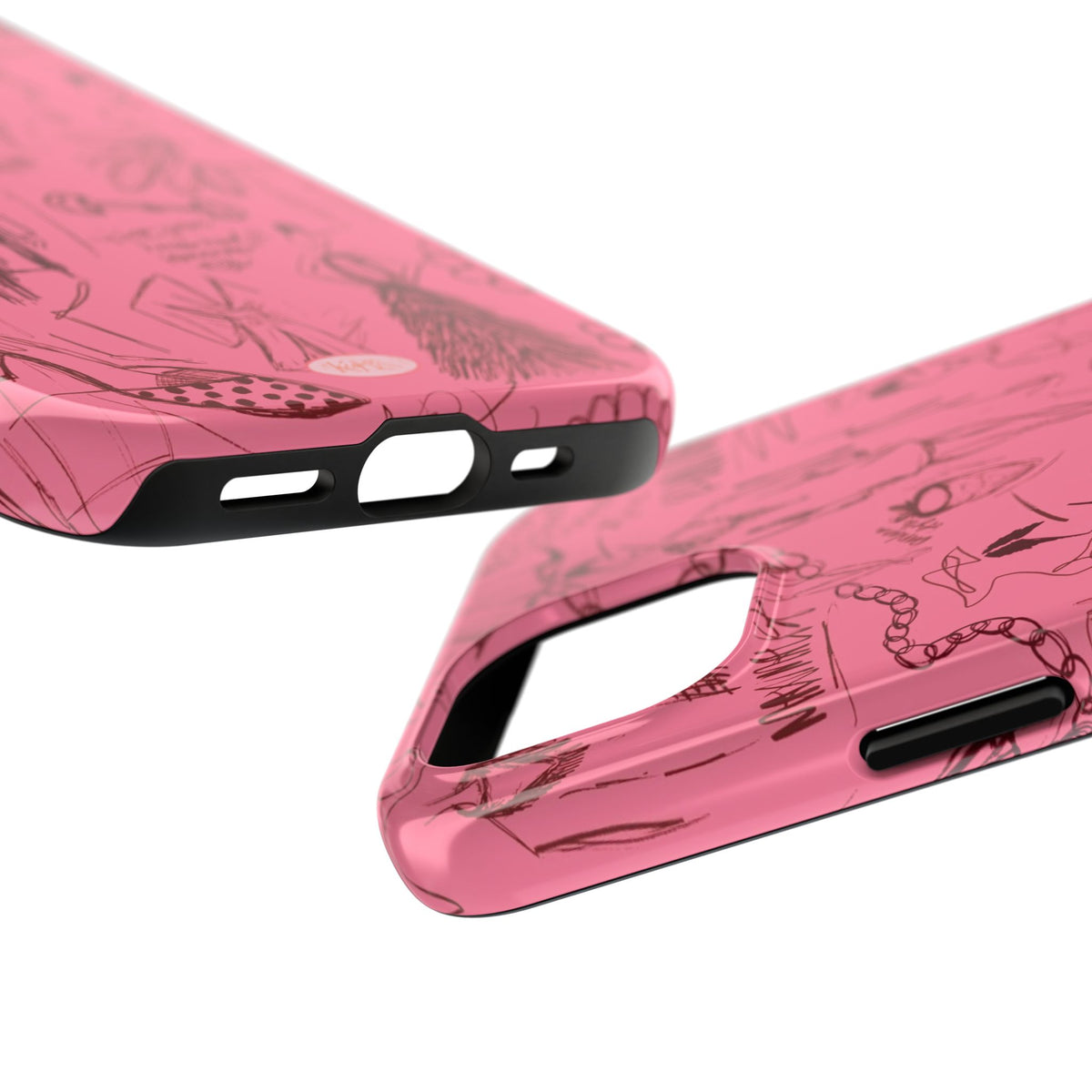 Fashion Sketch Tough Case for iPhone - Maroon