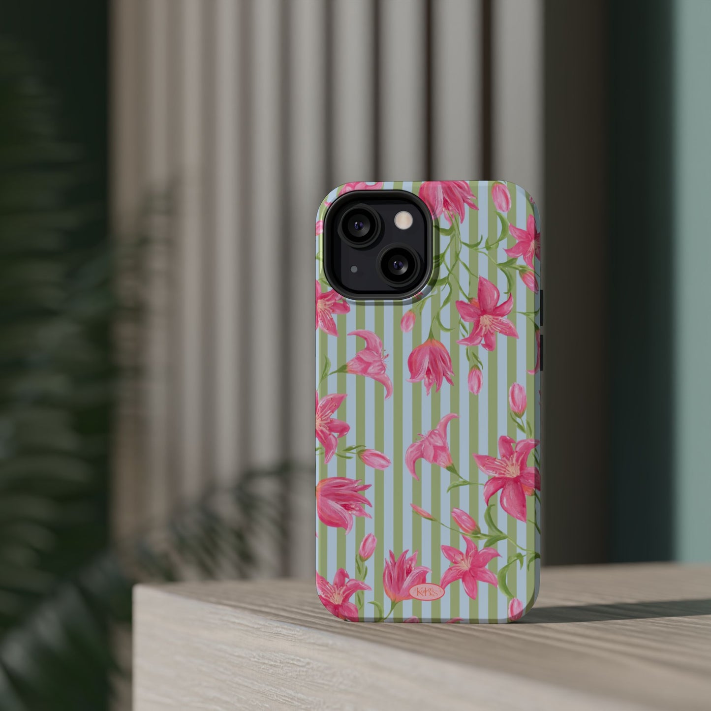 Azalea Stripe Mag Safe Case for iPhone - Blue & Green