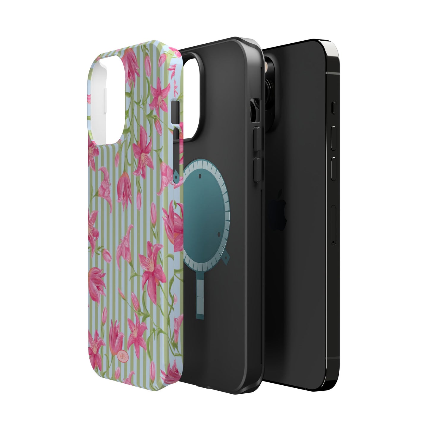 Azalea Stripe Mag Safe Case for iPhone - Blue & Green
