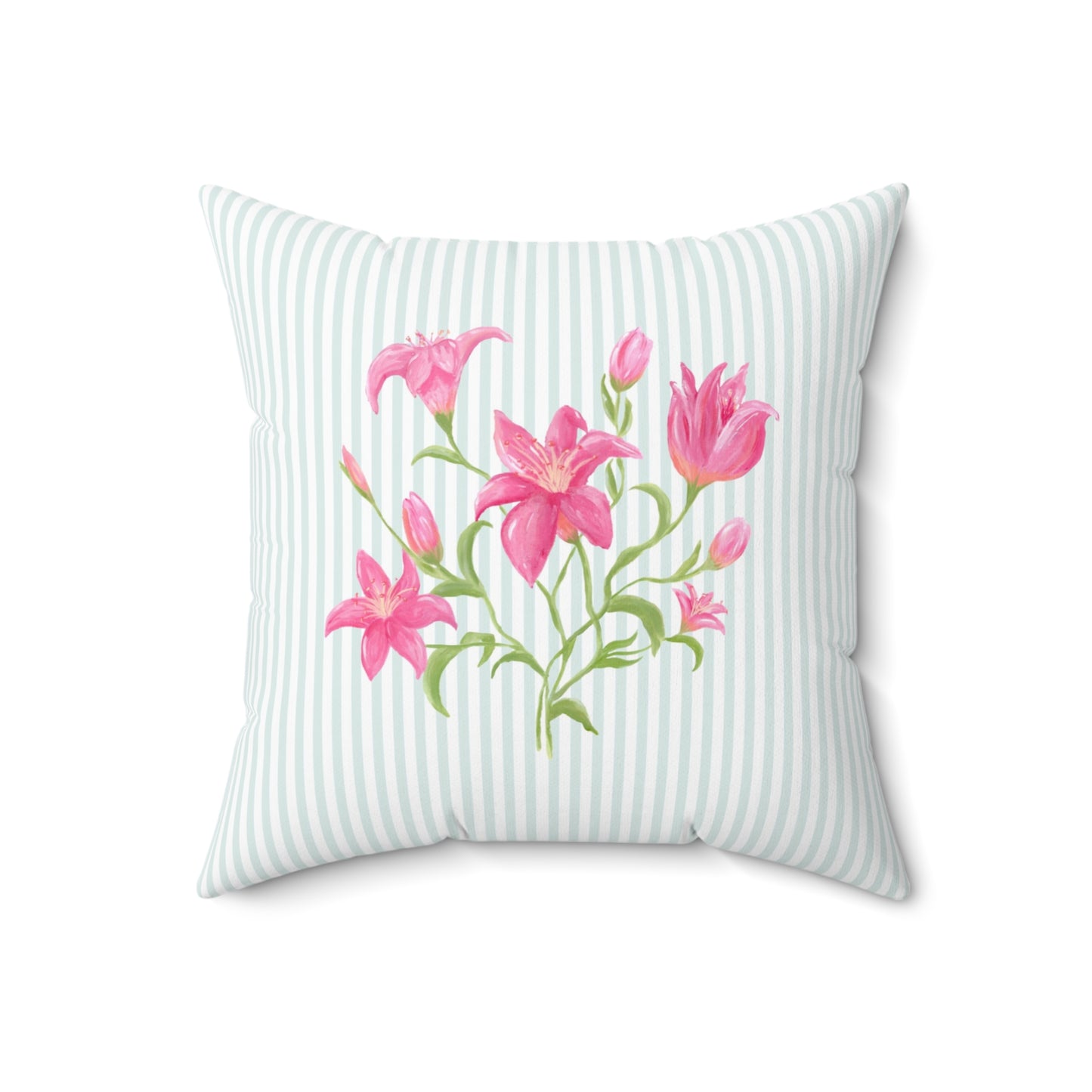 Lily Bloom Throw Pillow - Blue