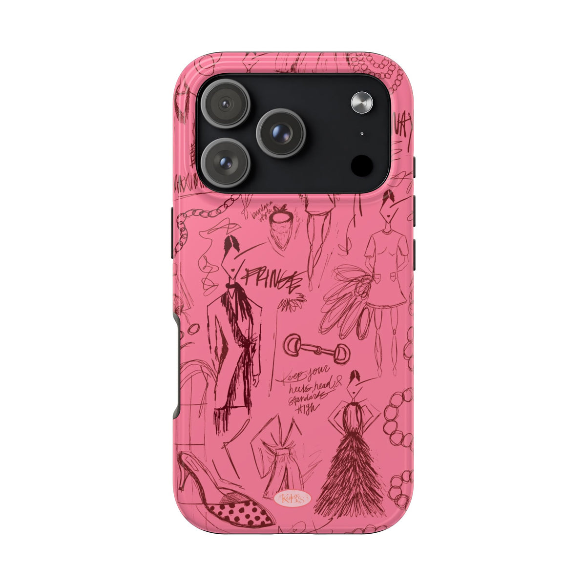 Fashion Sketch Tough Case for iPhone - Maroon