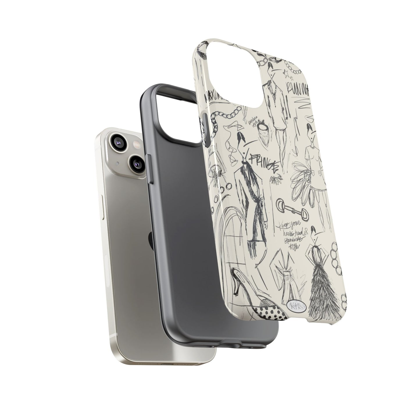 Fashion Sketch Tough Case for iPhone - Black