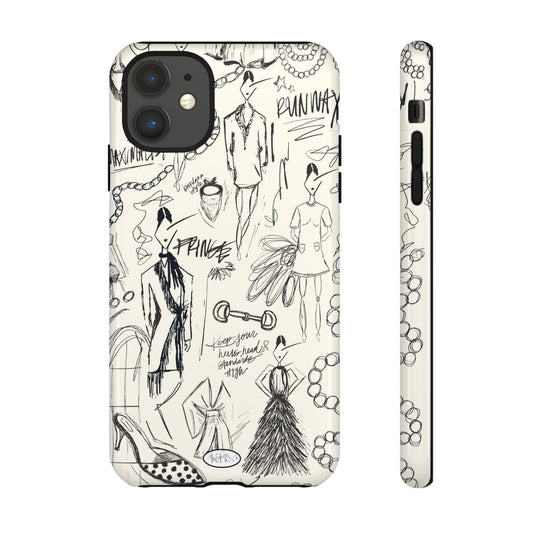 Fashion Sketch Tough Case for iPhone - Black